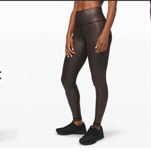 lululemon Wunder Under High-Rise Tight 28” Luminosity Foil Print Black Copper